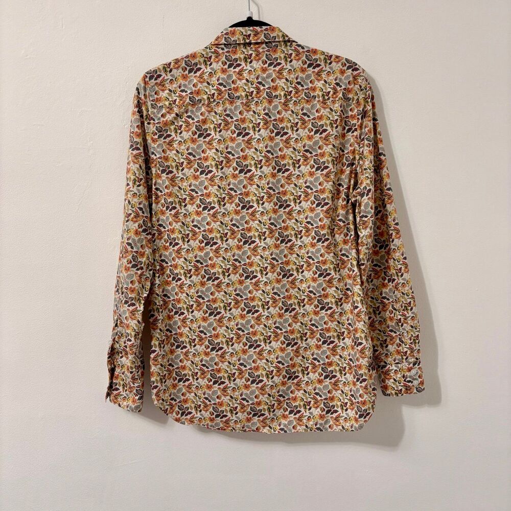 Garnet Hill Floral Bird Button Up Long Sleeve Shirt Sz 12 100% Cotton - Picture 3 of 5